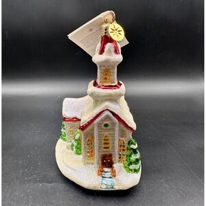2001 CHRISTOPHER RADKO THE VILLAGE CHAPEL ORNAMENT 01-0266-0 6"‎ WHITE CHAPEL